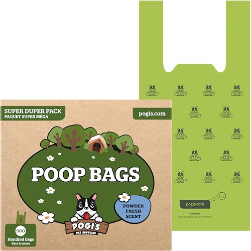 Pogi's Hundekotbeutel - 900 Tüten mit Verschlussträgern - große, biologisch abbaubare, parfümierte, tropfsichere Hundetüten von Pogi's Pet Supplies