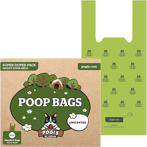 Pogi's Hundekotbeutel - 900 unparfümierte Tüten mit Verschlussträgern - große, biologisch abbaubare, tropfsichere Hundetüten von Pogi's Pet Supplies