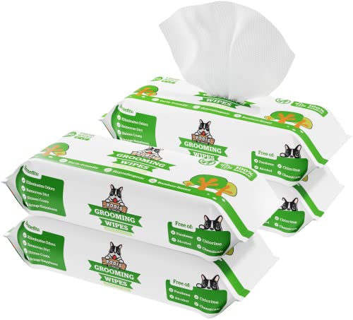 Pogi Feuchttücher für Hunde – vorratspack, mit Grüntee-Duft, hypoallergen, mit Bambusfasern – 400 Stück (4×100) von Pogi's Pet Supplies