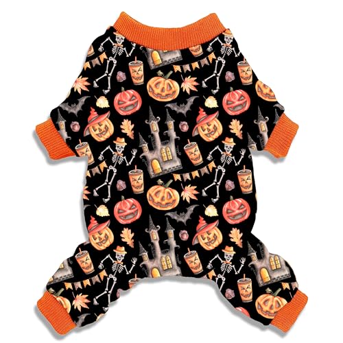 Halloween-Hunde-Pyjama, Urlaubskatze, Totenkopf und Kürbis, Kleidung, Katzenbekleidung, Shirt, Jumpsuits mit Ärmeln, für Jungen und Mädchen, kleine Haustiere, Welpen Halloween-Hunde-Pyjama, Urlaubskatze, Totenkopf und Kürbis, Kleidung, Katzenbekleidung, Shirt, Jumpsuits mit Ärmeln, für Jungen und Mädchen, kleine Haustiere, Welpen von Pohshido