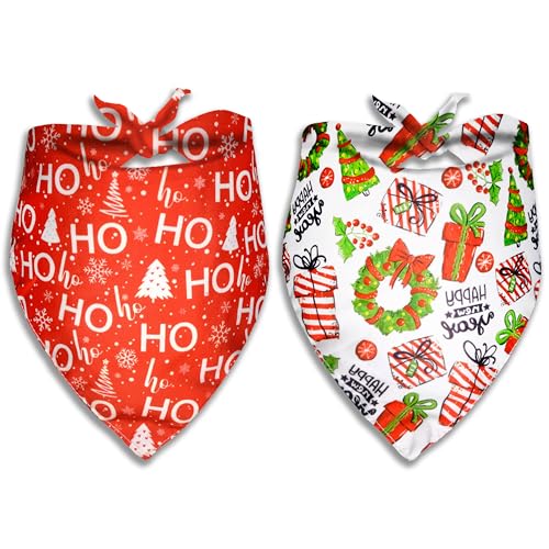 Hundehalstuch, Weihnachtsmotiv, Weihnachtsmotiv, Motiv: Blume und Weihnachtsbaum, für kleine, mittelgroße und große Hunde, Welpen, Haustiere, 2 Stück Hundehalstuch, Weihnachtsmotiv, Weihnachtsmotiv, Motiv: Blume und Weihnachtsbaum, für kleine, mittelgroße und große Hunde, Welpen, Haustiere, 2 Stück von Pohshido