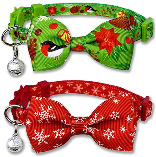 Pohshido Weihnachtliches Katzenhalsband mit Fliege und Glöckchen, für Mädchen und Jungen von Pohshido