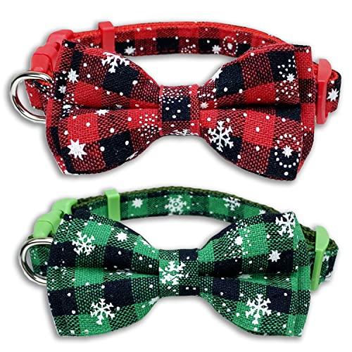 Weihnachten Hundehalsband mit Fliege, Urlaub Hund Büffel Schneeflocke Halsband für Kleine Mittlere Große Hunde Haustier Welpen (Klein) von Pohshido