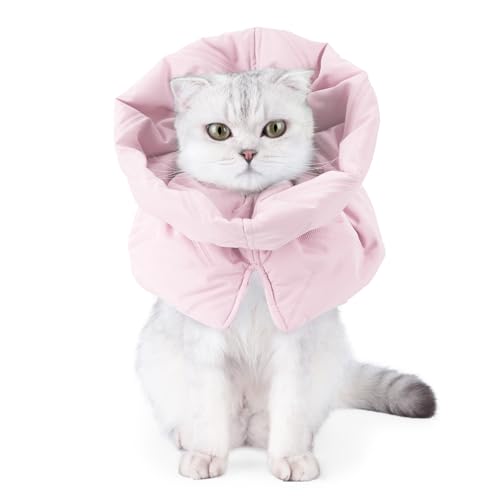 Poiinvc Katzenkragen Halskrause für Katzen nach OP Weicher Atmungsaktiv Verstellbarer Halskragen für Katzen nach Operation Wundschutz Medizinischer Katzenkragen (Pink, S) von Poiinvc