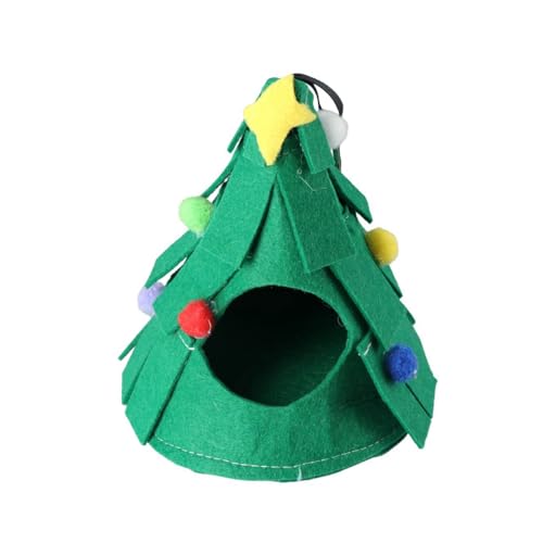 Pokinge 1 x Weihnachts-Hamsterwärmer, niedlicher Weihnachtsbaum, Haustierzelt, Winterwärmer, Bett, Eichhörnchen-Nest, Weihnachten, Meerschweinchen-Haus für kleine Haustiere von Pokinge