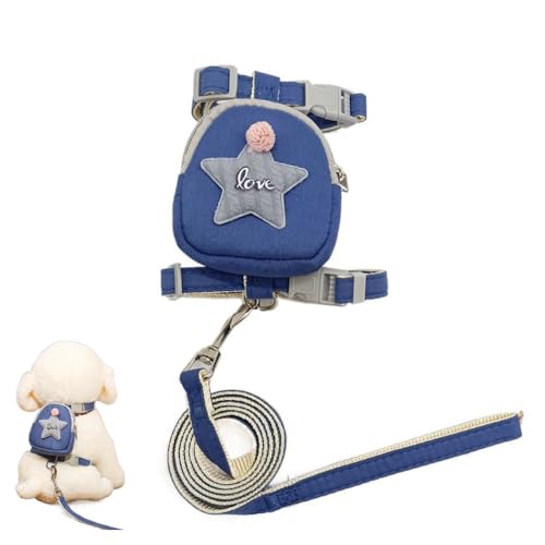 Pokinge 1Pcs Pet Harness Leash with Backpack Adjustable Pet Leash Vest Removable Mini Pet Carrier Backpack Outdoor Tiere Supply for Cat Dog Walking von Pokinge