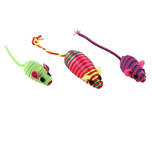 Pokinge 3/12 Stück Seil-Maus-Spielzeug für Katze, Farbwicklung, Katzen-Wurfspielzeug, Kätzchen, Kauspielzeug, interaktives Spielzeug, Zahnreinigungswerkzeug (3 Stück) von Pokinge
