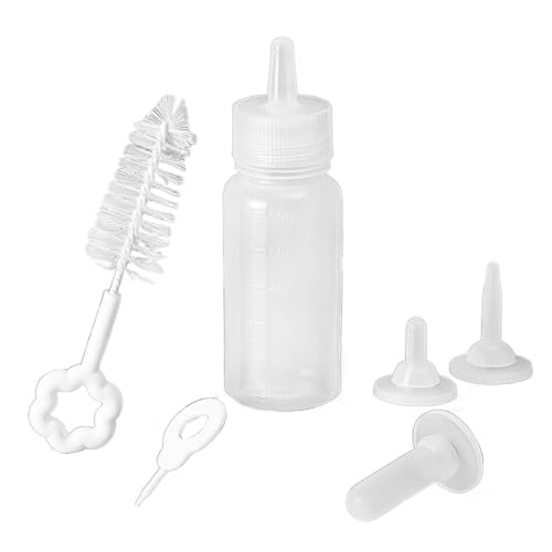 Pokinge 6 Stück/Set Haustier-Futterflaschen, Stillset, 60 ml, Milchflaschen-Set, Haustierzubehör für neugeborene Kätzchen, Welpen, Kaninchen, Kleintiere von Pokinge