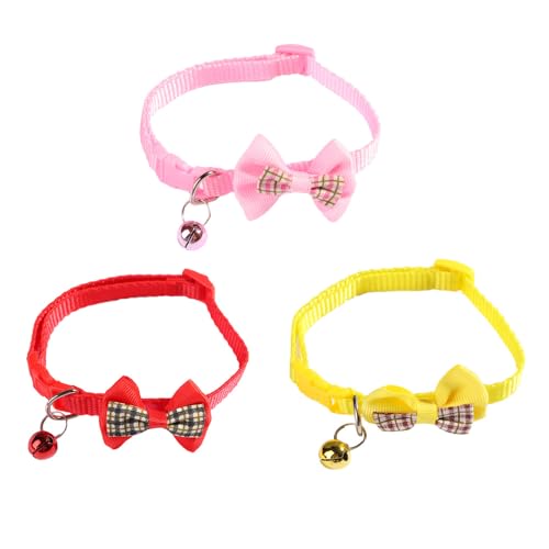 Pokinge Katzenhalsband mit karierter Schleife und Glöckchen, verstellbare Nylon-Haustier-Halskette, schöne Schleife, Katzen-Krawatte, Haustierzubehör, langlebiges Haustierzubehör für Welpen, Kätzchen von Pokinge