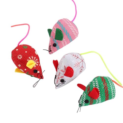 Pokinge Katzenmaus-Spielzeug, realistische niedliche Mäuse, Katzenminze, Kauspielzeug, weiches kleines Katzenspielzeug für Innenräume, interaktives Spielen, zufällige Farbe, 4 Stück von Pokinge