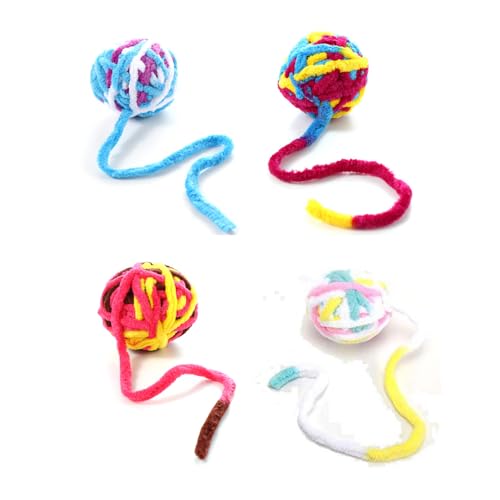 Pokinge Katzenspielzeugbälle aus Wollgarn, interaktiver Ball, Garnball, Spielzeug mit Glocke, Regenbogen-Jagd, Katzenspielzeugbälle für Kätzchen, Training, Haustierbedarf, 4 Stück Pokinge Katzenspielzeugbälle aus Wollgarn, interaktiver Ball, Garnball, Spielzeug mit Glocke, Regenbogen-Jagd, Katzenspielzeugbälle für Kätzchen, Training, Haustierbedarf, 4 Stück von Pokinge