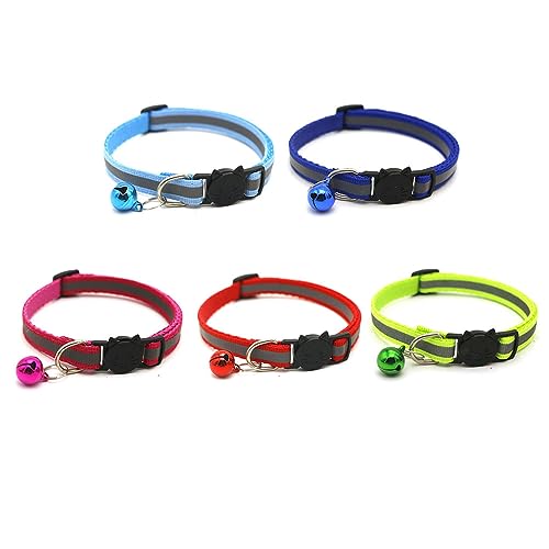Pokinge Verstellbare reflektierende Halsbänder mit Glöckchen und Schnellverschluss-Schnalle, ideale Größe, 5 Stück Pokinge Verstellbare reflektierende Halsbänder mit Glöckchen und Schnellverschluss-Schnalle, ideale Größe, 5 Stück von Pokinge