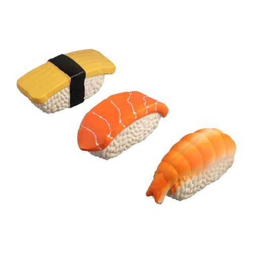 Pokinge Weiches Sushi-Hundespielzeug, Sushi-Form, Latex, quietschend, waschbar, bissfest, Kauspielzeug für kleine und mittelgroße Hunde, 3 Stück von Pokinge