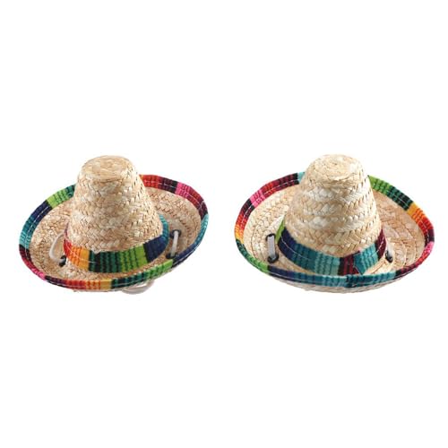 Sombrero-Hut für Hunde, mit verstellbarem Kinnriemen, lustig, mexikanische Party, Kostüm, Party, Foto-Requisite, Sombrero-Hut für Hunde und Katzen, 2 Stück von Pokinge