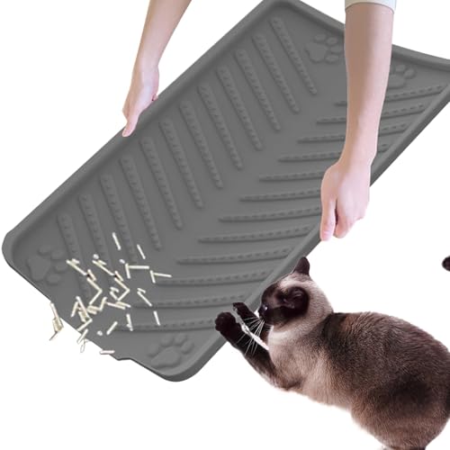 Haustierfreundliche Katzenklo Matte, Faltbare Verdickte Silikon Rutschfeste Katzenstreu Matte, Auslaufsichere Katzenmatte, Wasserdichte Haustierbox Matte, Waschbare Fallmatte, 61cm/24.02'' für Haustierfreundliche Katzenklo Matte, Faltbare Verdickte Silikon Rutschfeste Katzenstreu Matte, Auslaufsichere Katzenmatte, Wasserdichte Haustierbox Matte, Waschbare Fallmatte, 61cm/24.02'' für von Pokronc
