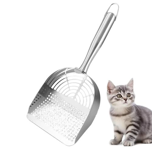 Pokronc Katzenstreuschaufel, Edelstahl-Katzenschaufel, hohler Sandsieb, rutschfester ergonomischer Griff, 32 x 13 x 4 cm, für große Klumpen, schmutzfreie Streureinigung Pokronc Katzenstreuschaufel, Edelstahl-Katzenschaufel, hohler Sandsieb, rutschfester ergonomischer Griff, 32 x 13 x 4 cm, für große Klumpen, schmutzfreie Streureinigung von Pokronc