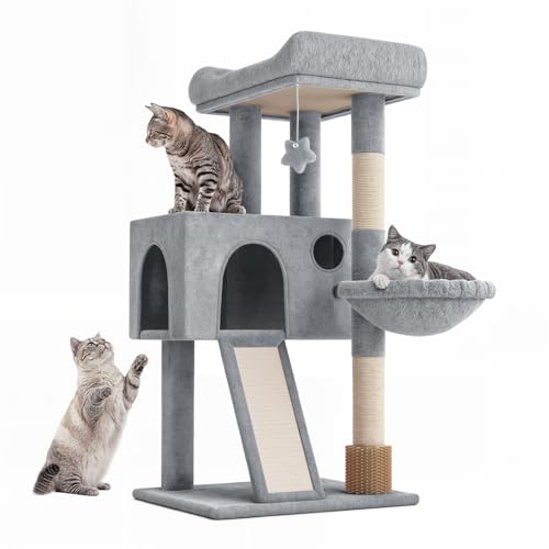 Polias Kratzbaum, 91,4 cm, Katzenturm für Indoor-Katzen, mehrstufiger Katzenbaumturm, Aktivitätszentrum mit Katzenhütte & Hängematte & Katzenkratzbaum & baumelnder Ball, niedlicher Katzenbaum, Polias Kratzbaum, 91,4 cm, Katzenturm für Indoor-Katzen, mehrstufiger Katzenbaumturm, Aktivitätszentrum mit Katzenhütte & Hängematte & Katzenkratzbaum & baumelnder Ball, niedlicher Katzenbaum, von Polias