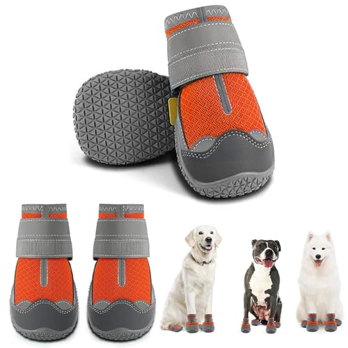 Pollen Hundeschuhe Pfotenschutz Anti-Rutsch Sohle, 4 Stück Breathable Hundestiefel mit Reflektierenden Riemen, Schuhe für den Hund, Klettverschluss Schneeschuhe für Hunde Outdoor Sport Pollen Hundeschuhe Pfotenschutz Anti-Rutsch Sohle, 4 Stück Breathable Hundestiefel mit Reflektierenden Riemen, Schuhe für den Hund, Klettverschluss Schneeschuhe für Hunde Outdoor Sport von Pollen
