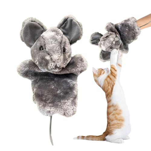 Poludatly Katzen Puppet Wrestler – Katzenspielhandschuh Mäuse-Form – niedliches Kätzchen-Stressabbau-Spielzeug, interaktiver Haustier-Wrestler-Handschuh für geistige Stimulation von Poludatly