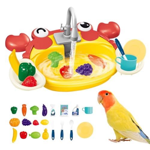 Sittichbadewanne, Papageiendusche, Vogelbadewanne, Haustierbadewanne, Pool, Badewanne mit Wasserhahn, Schwimmbad, Dusche, Badzubehör, Spielzeug für Nymphensittiche, afrikanische Graupapageien von Poludatly