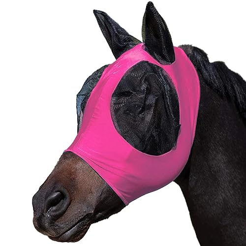 PolyMath Fliegenmaske für Pferde, mit Ohren, durchscheinendes feines Netz, verhindert Pferdefliegen und UV-Schutz, dehnbare Fliegenmaske für Pferde von PolyMath