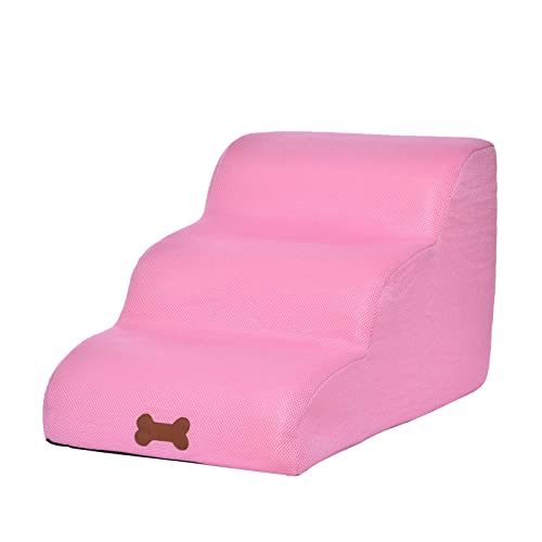 Hundetreppe 3 Stufen Kleine Hunde Haustiertreppe Hundetreppe Hundestufen Aus Hochdichtem Schaumstoff 3-stufiges Haustier-Klettertreppen-Hundesofa Für Sofa Bett, Tragbar von Pomrone