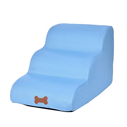 Hundetreppe 3 Stufen Kleine Hunde Haustiertreppe Hundetreppe Hundestufen Aus Hochdichtem Schaumstoff 3-stufiges Haustier-Klettertreppen-Hundesofa Für Sofa Bett, Tragbar von Pomrone