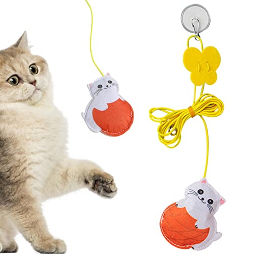 Pomrone 2 Pcs Hängendes Katzenspielzeug | Interaktives Katzenspielzeug | Hängendes Tür-Katzenspielzeug, einziehbares Katzen-Teaser-Spielzeug, Indoor-Filz-Katzenspielzeug-Türhänger-Katzenspielzeug von Pomrone
