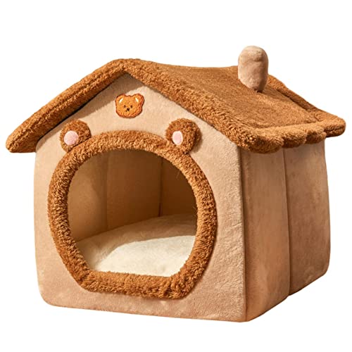 Indoor-Hundehütte | Warmes Katzenhaus - Winterwarmes Katzennest, weicher, halbgeschlossener Schlafsack, gemütliche Höhle für Haustiere im Innen- und Außenbereich von Pomrone