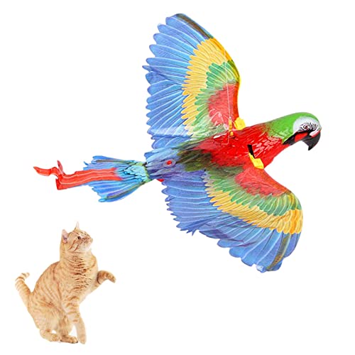 Elektrisches Vogel Spielzeug für Katzen, Interaktives Katzenspielzeug mit hängendem Draht, Fliegender Adler/Papagei Spielzeug für Hauskatze Katzen, Katzenjagdspielzeug zum Spielen und gegen Langeweile von Pomurom