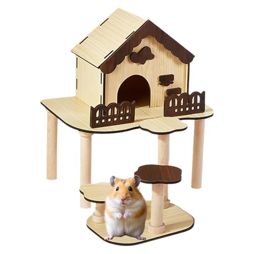 Hamsterburg,Goldbär Holz Hütte mit Kletterleiter | Spielzeug zum Erkunden der Landschaft und Zubehör für den Käfig als Schlafhaus für Zwergrennmäuse zum Spielen und Füttern Hamsterburg,Goldbär Holz Hütte mit Kletterleiter | Spielzeug zum Erkunden der Landschaft und Zubehör für den Käfig als Schlafhaus für Zwergrennmäuse zum Spielen und Füttern von Pomurom