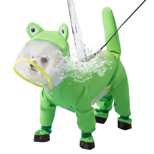 Hunderegenjacke - Wasserdichter Regenmantel Für Mittelgroße Hunde,Schwanz- Und Pfotenschutz, Vollständige Abdeckung Pet Poncho Für Winter Schnee Tägliche Spaziergänge von Pomurom