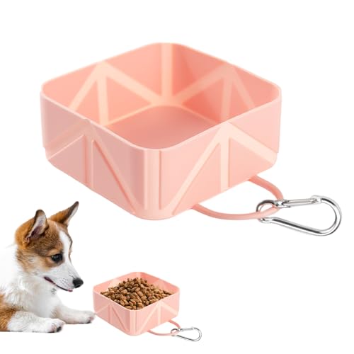 Hundewassernapf für Reisen | Faltbarer Fressnapf Haustier | 500ml Hundenapf Trinkflasche für Welpe Katze Reisen Wandern Boot Outdoor Aktivitäten von Pomurom