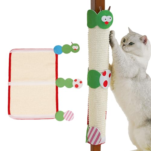 Katzen Kratzmatte,Raupenform Sisal Kratzmatte Für Katzen | Klebrige Kratzunterlage Für Katzenbabys,Für Sofa Wand Möbel Tür Wohnzimmer Büro Schlafzimmer Boden von Pomurom