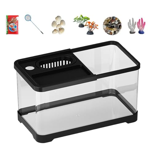 Kleines Aquarium Starter-Set | Komplettes Aquarium Set Mit LED-Beleuchtung Und Filter,Staubgeschützte Unterwasserlandschaft Deko Für Schreibtisch Wohnzimmer Schlafzimmer Zuhause Kinder Kleines Aquarium Starter-Set | Komplettes Aquarium Set Mit LED-Beleuchtung Und Filter,Staubgeschützte Unterwasserlandschaft Deko Für Schreibtisch Wohnzimmer Schlafzimmer Zuhause Kinder von Pomurom