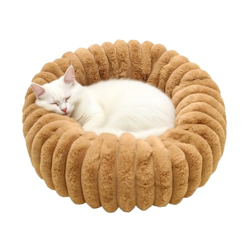 Pomurom Katze Donut Bett | Gemütliches Warmes Katzenmatte Bett,Plüsch Haustier Kissin rutschfeste Möbel für Wohnung Reise Ecke Zuhause Schlafzimmer Büro Innenbereich Boden Balkon von Pomurom