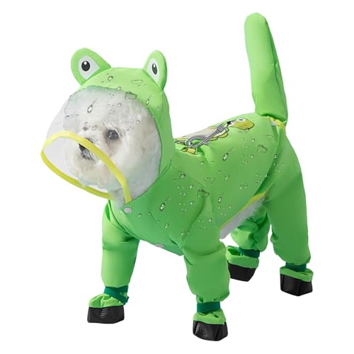 Regenjacke Für Hunde | Regenjacke mit Kapuze für große Hunde | mit reflektierenden Streifen & Pfotenschutz für kleine bis mittlere bei Spaziergängen, Schnee, Kälte und Regen von Pomurom