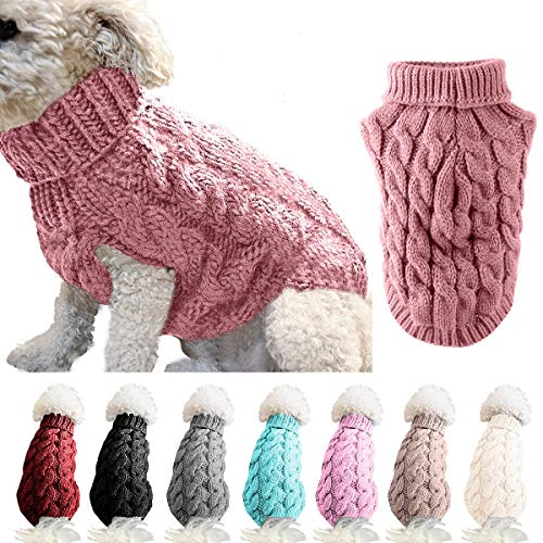 Ponacat Dog Sweater, Rollkragenpullover Aus Weicher Strickwolle, Winterstrickhäkelpullover Für Kleine, Mittelgroße Hunde von Ponacat