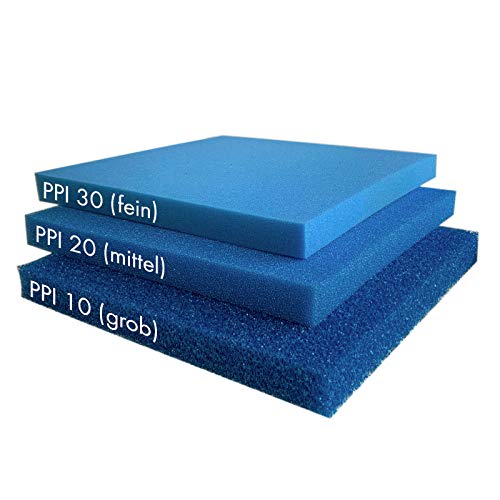 Pondlife Filterschaum blau 50x50x5 cm zur optimalen Verwendung als Filtermedium in Teichfiltern PPI PPI10 (grob) von Pondlife