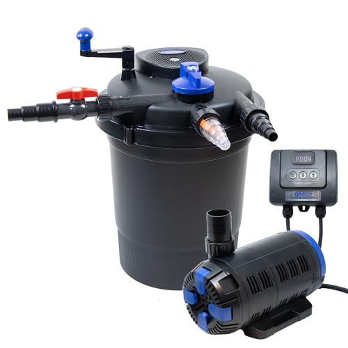 Pondlife Teich Filteranlage, Druckfilter CPF 10000 mit UVC Klärer für Teiche, 10.000L/h Durchfluss, Pumpe CET-8000 inkl. 10m Schlauch und 4 Schlauchklemmen von Pondlife