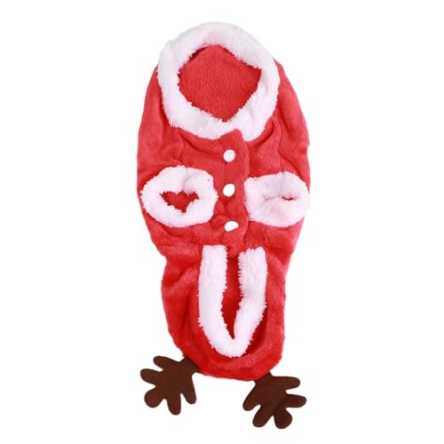 Haustier-Weihnachtskleidung, Weicher, Warmer Wintermantel mit Druckknöpfen und Kapuzenverschluss für Hunde und Katzen, für Themenpartys, Alltagskleidung – Flanellmaterial (M) von Pongnas