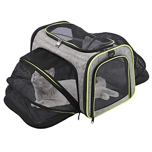 Katzenträger, Kleiner Zwinger Erweiterbarer Katzenträger Oxford Fabric Pet Carrier mit Atmungsaktivem Mesh Faltbarer Hundekatze Reise -Tasche für Kätzchen, Hund Kleine Tiere, 18x11x11in von Pongnas