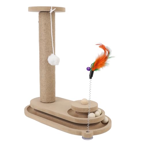 Pongnas Kratzstange für Katzen, Multifunktionales Interaktives Spielzeug mit Stabiler Basis und Ball für Unterhaltung und Bewegung, aus Dichtem Brettmaterial, Geeignet für Hauskatzen von Pongnas