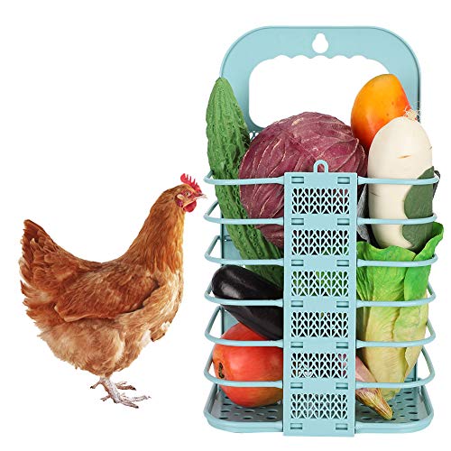 Pongnas Hühnerspielzeug für Coop, Hanging Chicken Feeder Hähnchen -Leckerbissen -Spender Schwanz Häutfrucht Futtermittelfutterwerkzeug Faltbare Hühnchen Gemüse Korb für Geflügel, Hühner, Ente, Blau von Pongnas