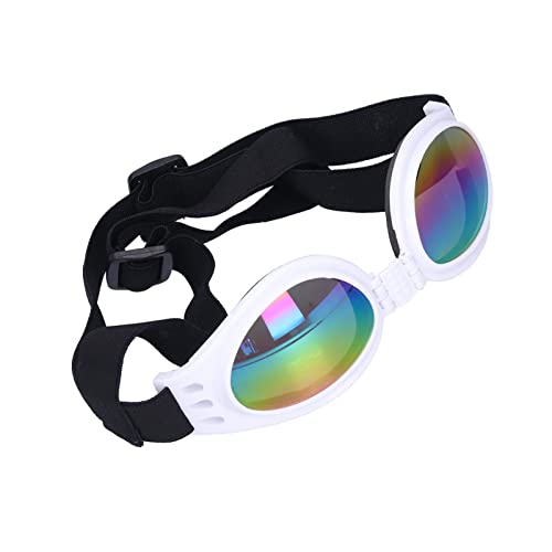 Pongnas Hundegläser, Sonnenbrille für Hunde Hunde Sonnenbrille Haustiergläser Augenkleidung mit Verstellbarem Riemen Sommerfaltbarer für Kleine Mittelgroße und Große (White) von Pongnas