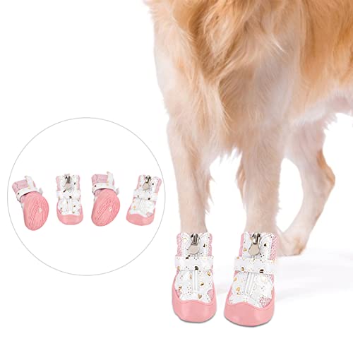 Pongnas Hundestiefel, Hundestiefel für Kleine Hunde Hundeschuhe Welpe Nicht -Slip Atmabable Mesh Outdoor Walking 4pcs Lot Hundeschuhe für Kleine Mittelgroße Hunde für Hardfloors, Laufen (Nummer 2) von Pongnas