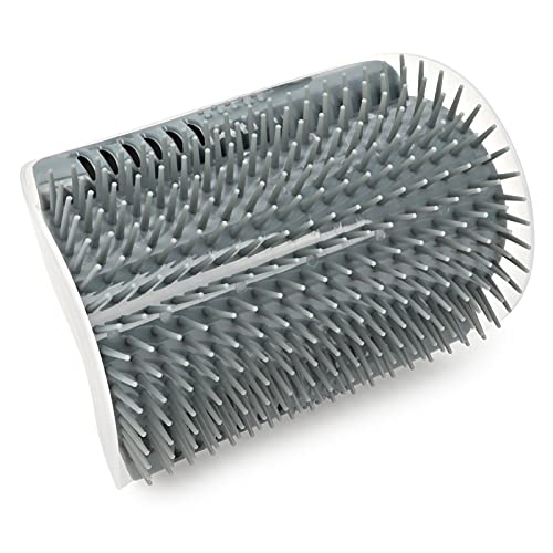 Pongnas Katze Selbst Groomer, Wandmontage Katzenpinsel Katzenpinsel Wall Eckkratzer mit Massage Kämmen Plastik Selbstpflege Katzenbürste für Lange und Kurze Pelzkatzen, Kätzchen, 5x3.3in (Grey) von Pongnas