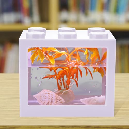 Pongnas Mini Fisch, Büroschreibtisch Fisch Goldfisch Mini Desktop Aquarium Schüssel USB für Büro Tee Tischdekoration (White) von Pongnas