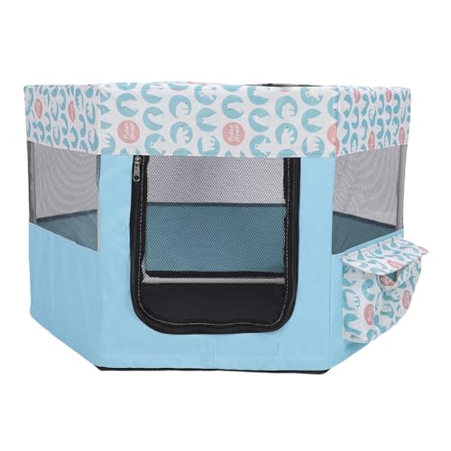 Pongnas Pet Cat Playpen Whelping Box Faltbare Hundzeltkisten Käfig Tragbare Übungszwingerzeltkiste mit Robustem Stoff für Innen -Outdoor -Reisecamping (Blue) von Pongnas