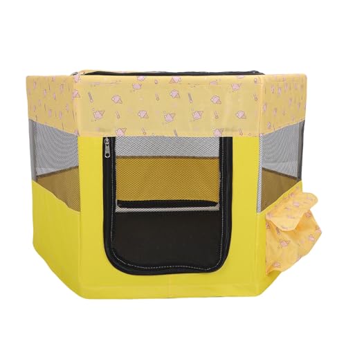 Pongnas Pet Cat Playpen Whelping Box Faltbare Hundzeltkisten Käfig Tragbare Übungszwingerzeltkiste mit Robustem Stoff für Innen -Outdoor -Reisecamping (Yellow) von Pongnas